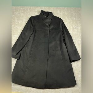 Fleurette 100% Cashmere Made In America Black Long Lined Button Down Coat Sz 10